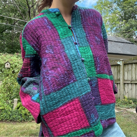 Colorful Patchwork Button-Up Jacket - Picture 2 of 5